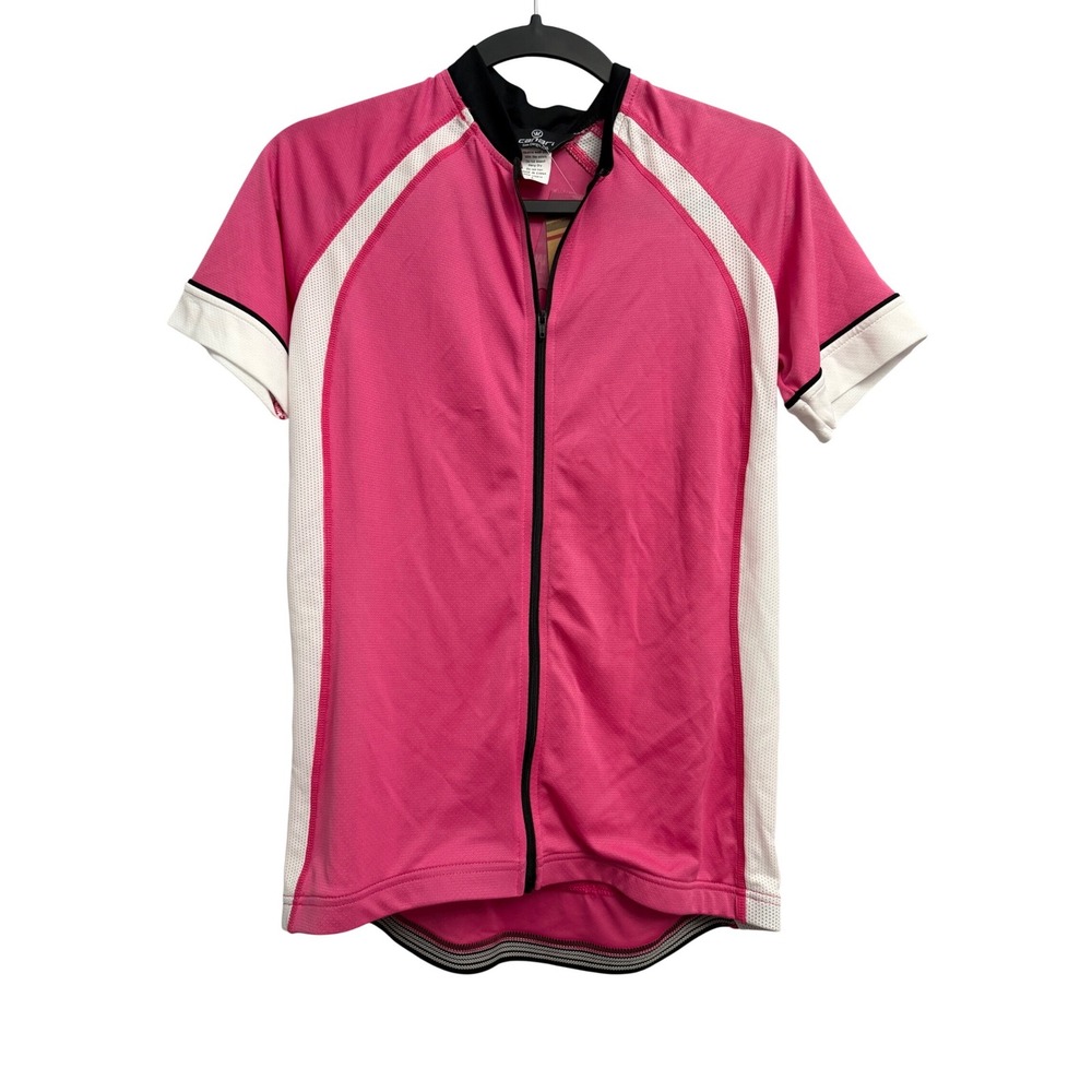 Canari Womens Dream Jersey Cycling Shirt Pink White Full Zip Size Large NEW